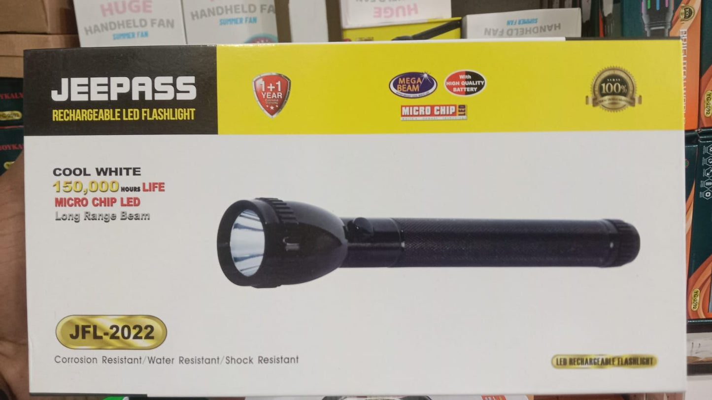 Jeepass JFL-2022 Rechargeable LED Flashlight with Long Range Beam